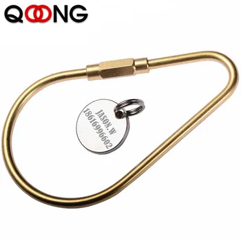 

QOONG Lucky Gourd Pure Handmade Brass Car Key Chain Ring Holder Simple Creative Copper Men' Strap Keyholder Metal Keychain T06