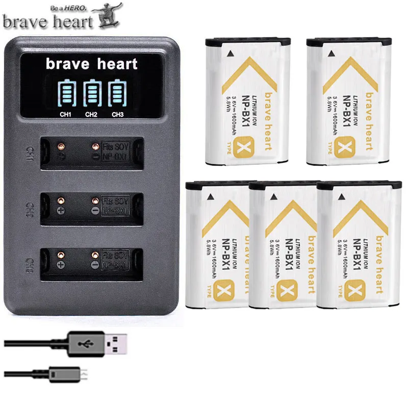 5x NPBX1 np bx1 NP-BX1 батарея и 1x USB зарядное устройство для sony DSC и HDR камера видеокамера H400 HX300 HX50V HX90 HDR AS10 AS15 AS20 - Цвет: charger and 5battery