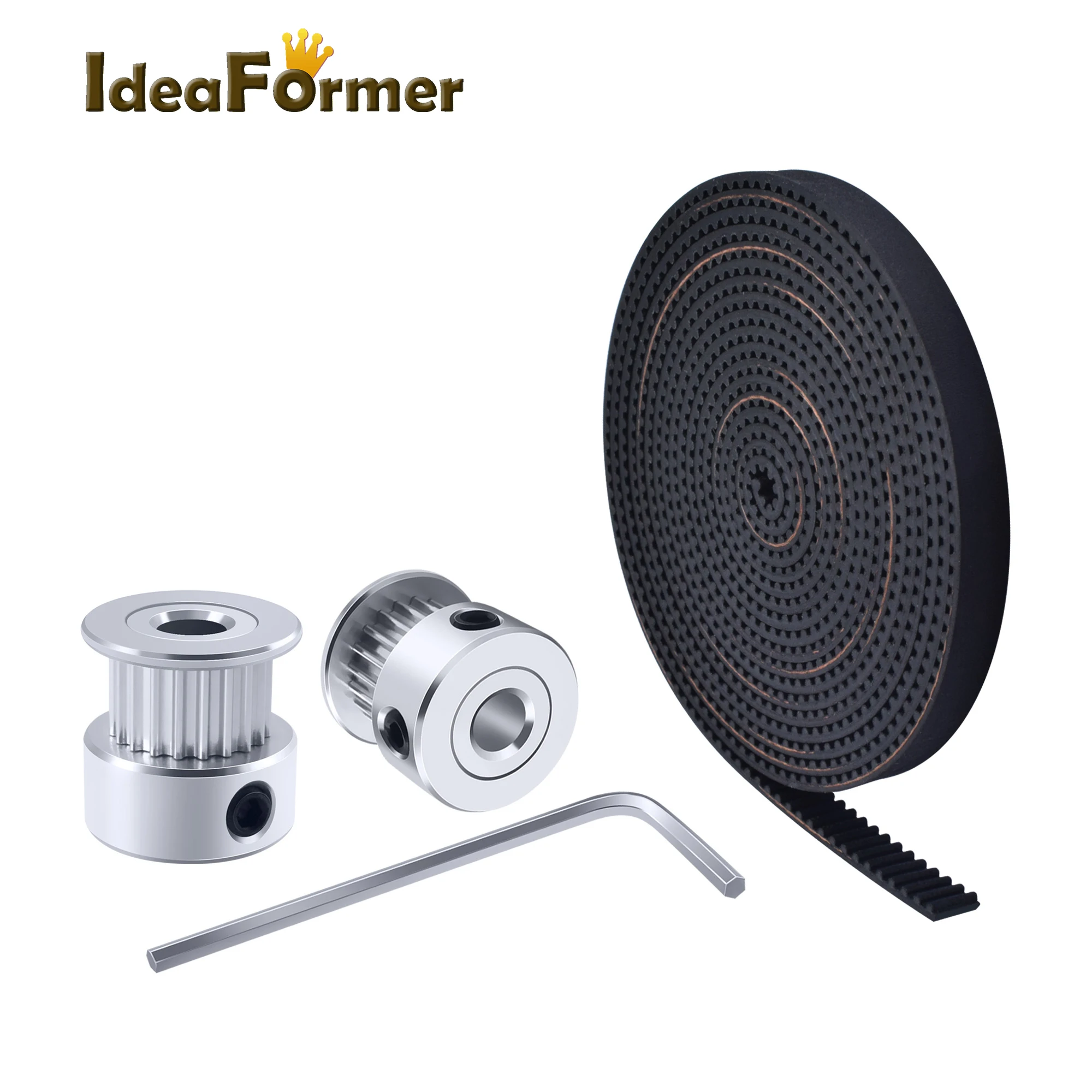 

2Pcs 2GT 20tooth Timing Pulley+2m 2GT 6mm Timing Belt+Hex Wrench For Ender 3 PRO CR10 TEVO Tarantula Printer Transmission Belt.