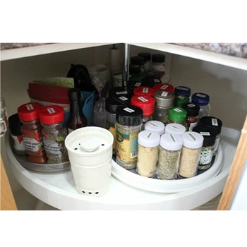 

Organizer Seasoning Bottle Holder Tray Storage Rack Kitchen Turntable Cabinet Pantry Container Bathroom Rotatable Shelf Non Skid