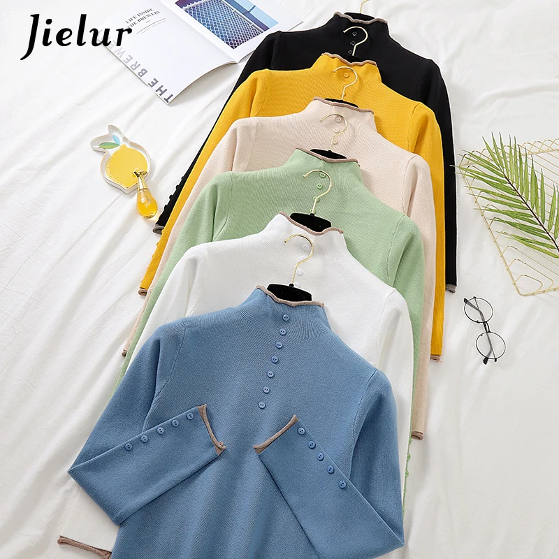 New Jielur Sweater Women Turtleneck 2020 New Autumn Solid New Jielur Sweater Women Turtleneck 2020 New Autumn Solid