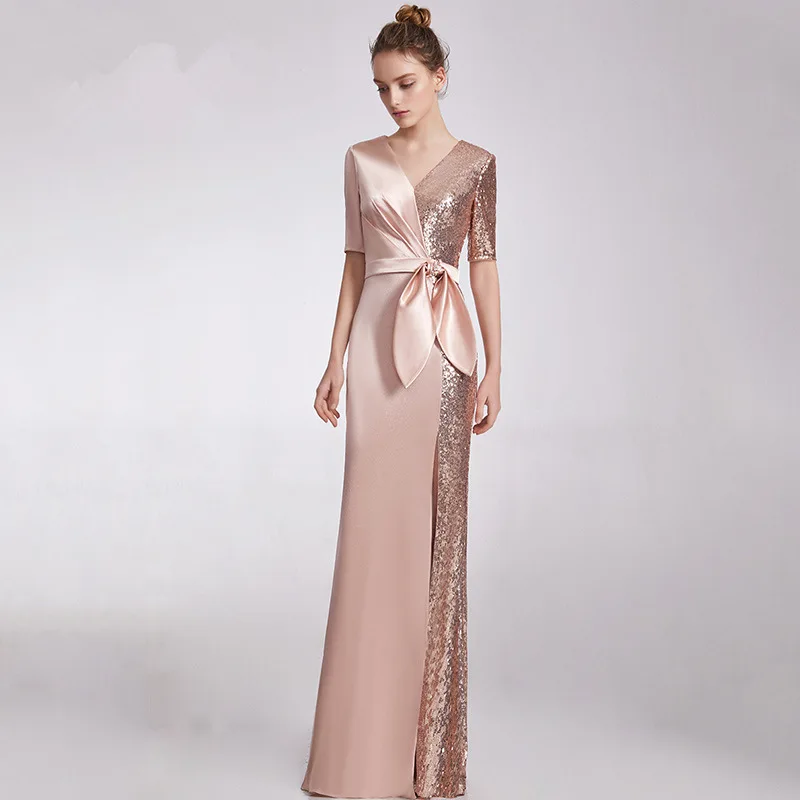 

2020 Vestido Longo Manga Longa 2020 New Autumn And Winter Party Dress Long Slim Temperament Celebrity Host Sequin Thin Evening
