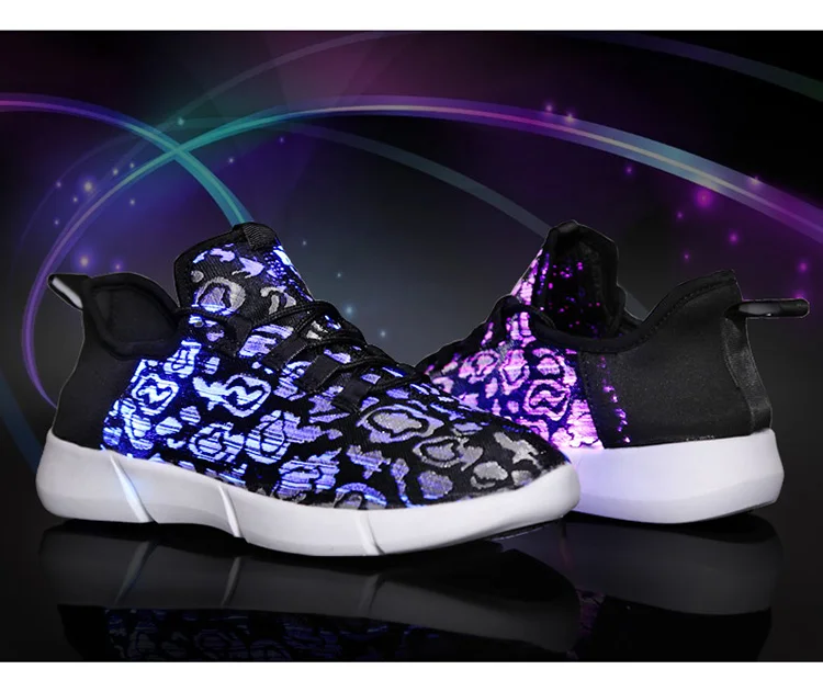 Size25-46 Fiber Optic Fabric Light Up Shoes 11 Colors Flashing Teenager Girls&Boys USB Rechargeable Luminous Sneakers with Light