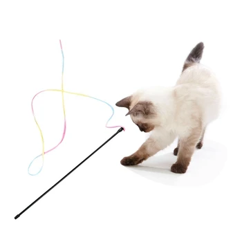 

Funny Cat Interactive Stick Cute Colorful Rod Teaser Wand Plastic Pet Cat Toys For Cats kitten Pet Cat Supplies Pet Products