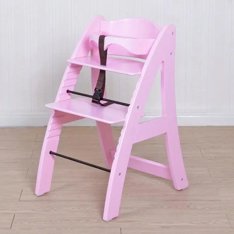 Baby dining chair wooden environmental multifunctional adjustable child seat - Цвет: pink