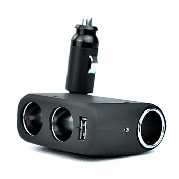 

12V24V Car Cigarette Lighter Socket with 3 Way ,Rotatable Car Charger USB, Angle adjustable, Color: Black