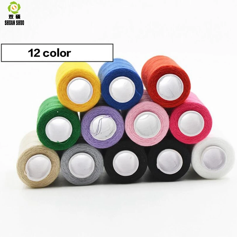 Shuanshuo 12pcs/box 350M/Roll Sewing Machine thread, Hand stiching,Sew thread,Pachwrok work Cotton Thread,DIY Sewing tools