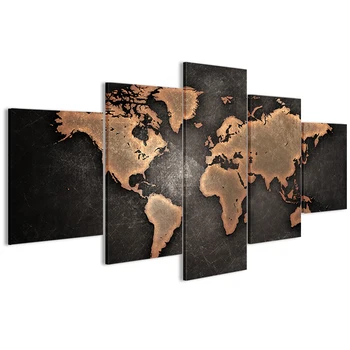 

Paintings HD Abstract Canvas For Living Room Wall Art Poster 5 Pieces Retro World Map Decoration Pictures Modular Frame PENGDA