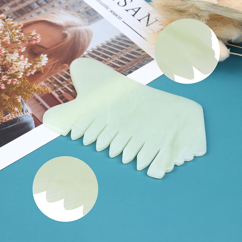 

1PCS Natural Jade Stone Comb Guasha Gua Sha Board Comb Shape Massage Hand Massager Relaxation Comb Health Care Hot