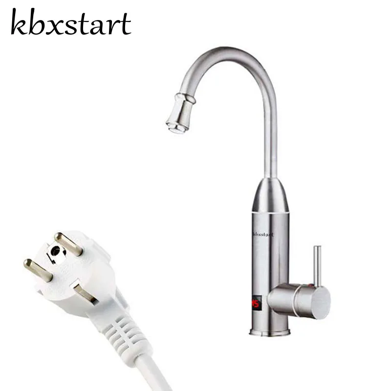 Kbxstart Stainless Steel Housing Tankless Electric Hot Water Heater Faucet Kitchen Heating Tap