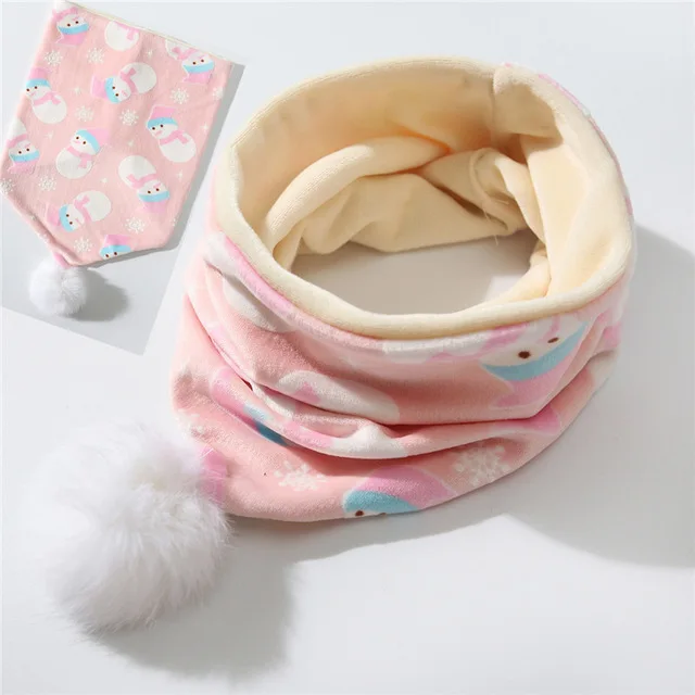 snow pink Осенний детский мультяшный комбинезон, хлопковый двухслойный плюшевый вельветовый Детский Теплый шейный платок, зимний ветрозащитный шейный шарф - Цвет: snow pink