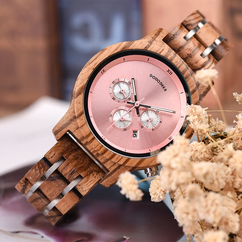 DODO DEER Women Wood Luxury Stylish Watches Timepieces Chronograph Military Quartz Fashion Women's Watch relogio masculino B16