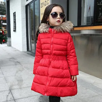 

Girls Long Coat Solid Girl Coat Outerwear With Fur Hoodies Girls Jacket Winter Kids Girls Clothes 6 8 10 12 14 Years
