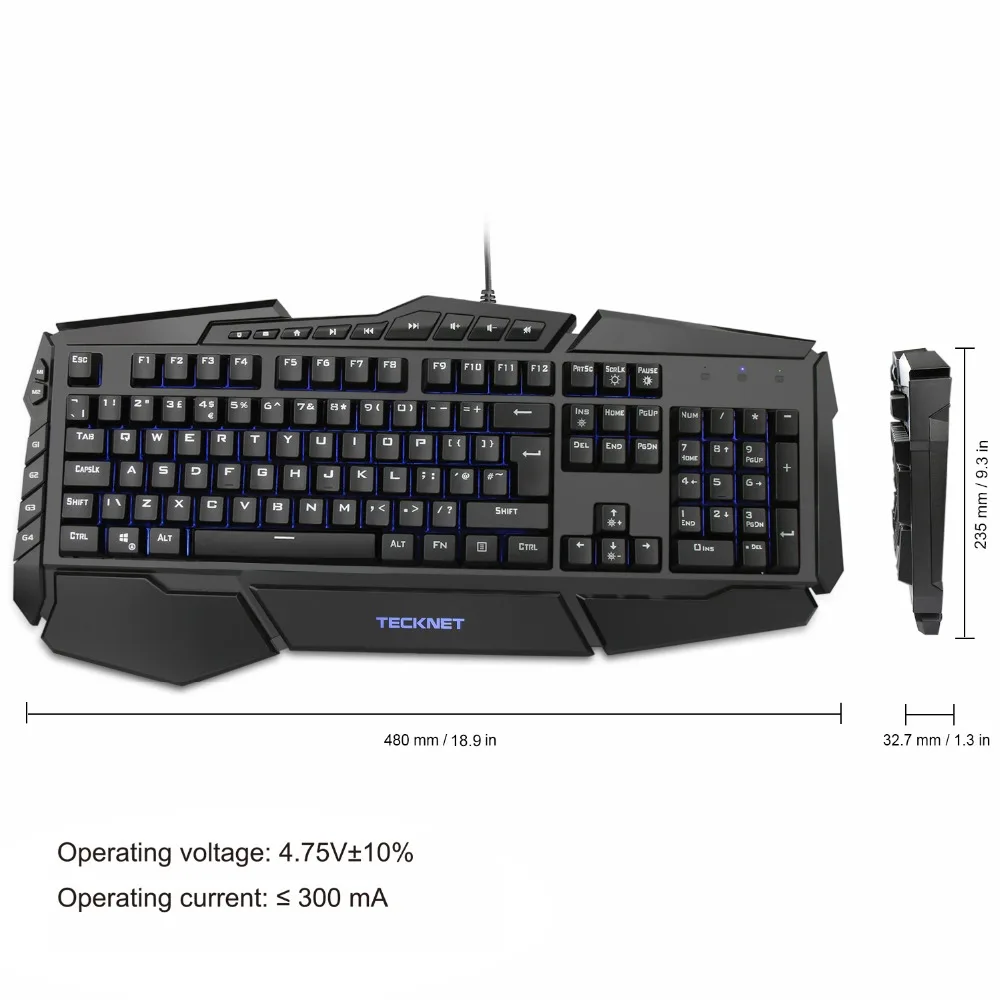 TeckNet светодиодный пульсирующая подсветка игровой клавиатуры и мыши набор USB проводной полный ключ профессиональная игровая клавиатура и мышь комбо