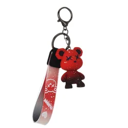 Porte clés périphérique tendance, pendentif ours violente, trois couleurs, dégradé de couleurs, ornements de sac 
