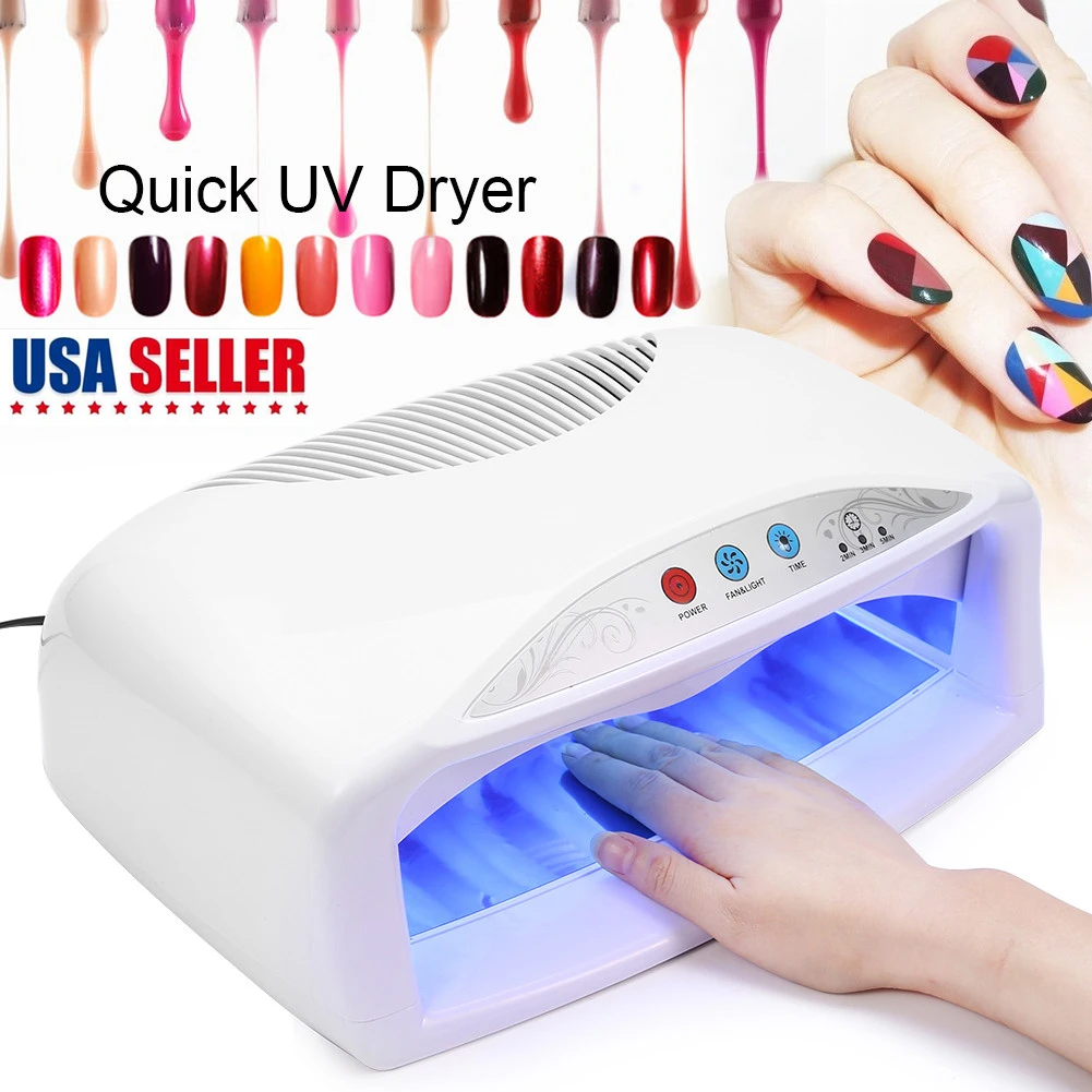 

54W UV Nail Dryer Lamp 6pcs UV Tube Fast Curing Drying Nail Gel Polish With Fan Timer Setting Manicure Tools 110V US Plug