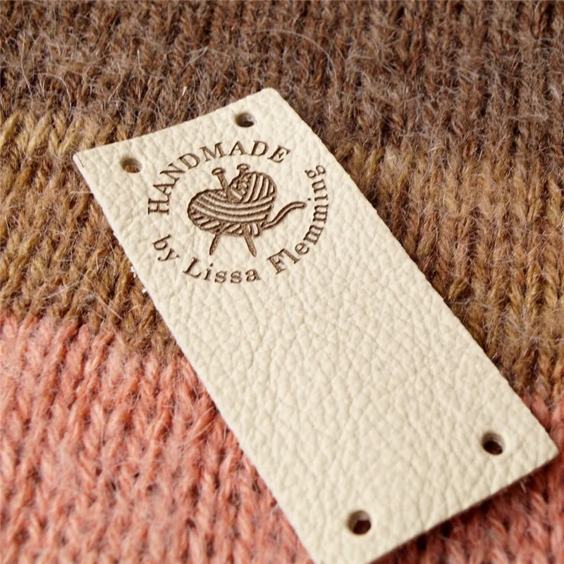 Leather labels for knitted and crocheted items, personalized labels for handmade products, product tags, custom clothing labels