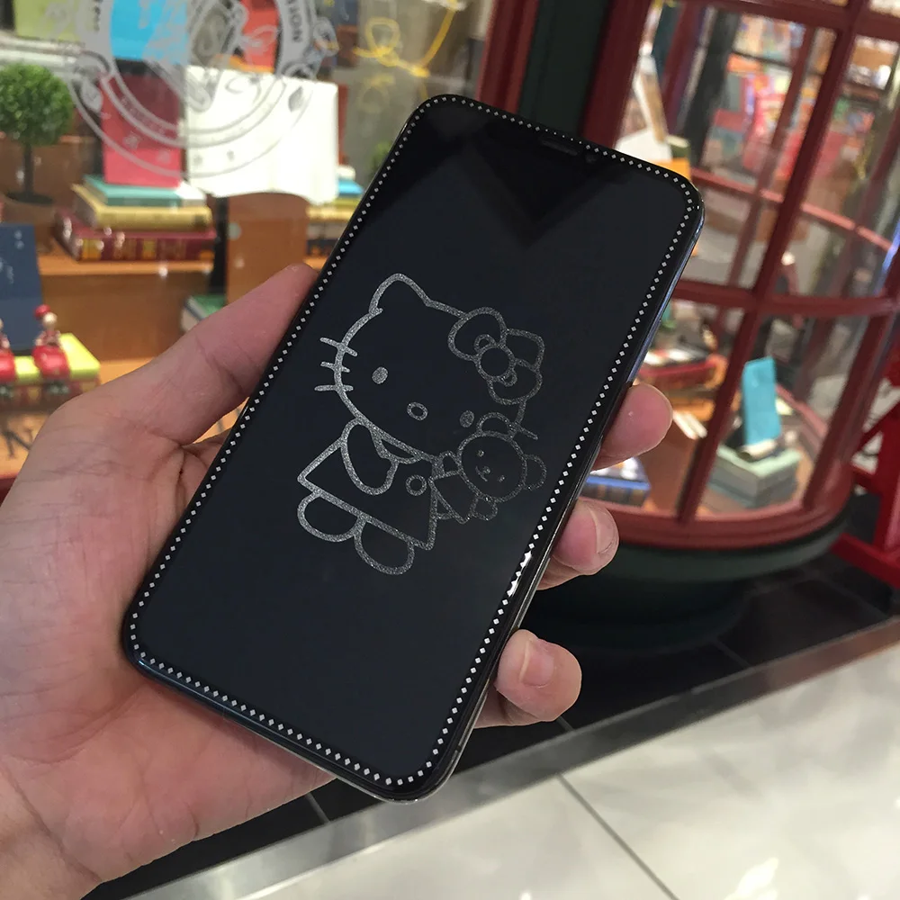 LinXiang Невидимый Американский мультфильм Snoopys собака 6D Закаленное стекло протектор экрана для iPhone 6 6s 7 8 Plus X XR XS Max 11 Pro - Цвет: Hello-kitty