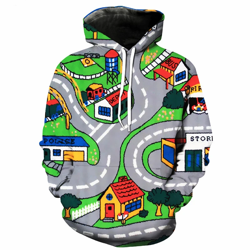 3d hoodies brinquedo estradas dos desenhos animados