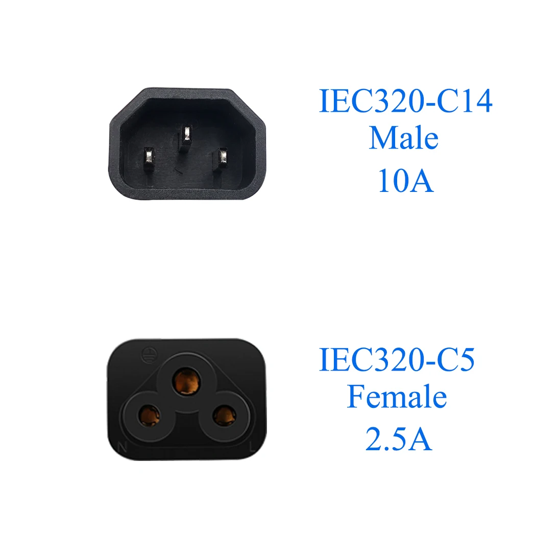 JORINDO IEC320 C14 до C5 правый поворот 10A 110-250 В IEC320 C14 штекер C5 женский IEC-320 PDU UPS адаптер питания
