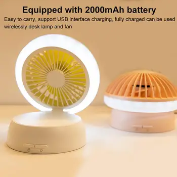 

Portable Summer Mini Handheld Folding Fan USB Rechargeable Air Conditioning Rotating with Colorful LED Night Light for Travel
