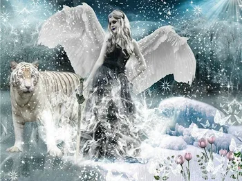 

Angel girl and tiger Needlework Aide Cross stitch 14CT Unprinted Embroidery kit Art Cross-Stitching,DIY Handmade Home Decor