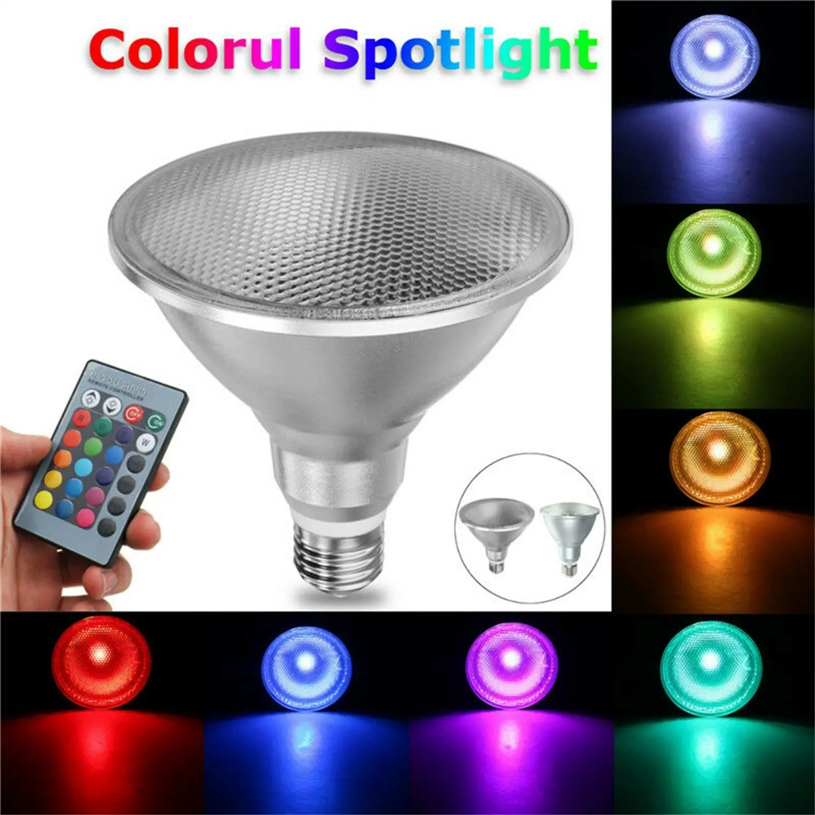 RGB-прожектор с регулируемой яркостью PAR30 PAR38 E27 15 Вт 25 многоцветный прожектор
