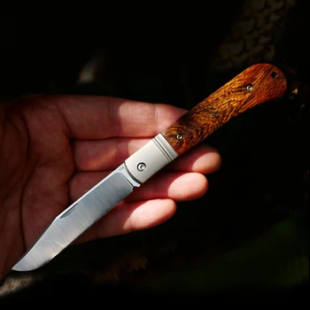 

EDC American Lronwood Handle Folding Knife M390 Steel Lock-free Portable Hunting Tactical Self Defense Camping Utility knife