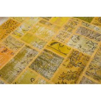 

170x238 Cm Yellow Handmade Modern Patchwork Rug-6x8 Ft