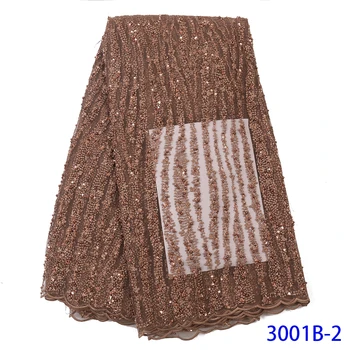 

Heavy Handmade Beaded French Lace Dress Tulle Lace Latest Embroidery Lace Fabric Luxury African Lace Fabric QF3001B-2