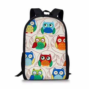 

HYCOOL Cartoon Colorful Owl Print Kids Schoolbag Boys Girls Book Bags Primary School Student Book Pencil Multi Function Backpack