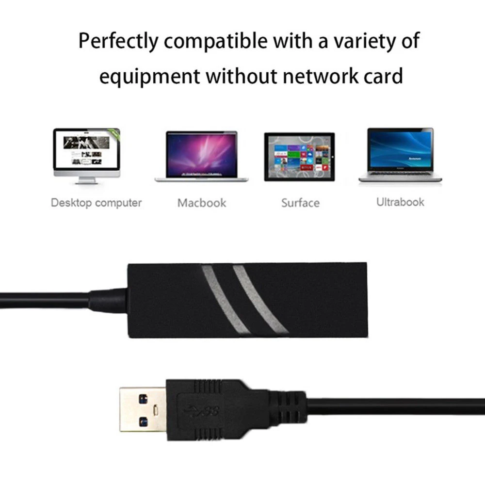 1 шт. USB Ethernet адаптер USB 3,0 до 10/100/1000 Мбит/с Gigabit RJ45 Ethernet cетевой адаптер LAN для ПК Mac поддерживает Uto MDIX