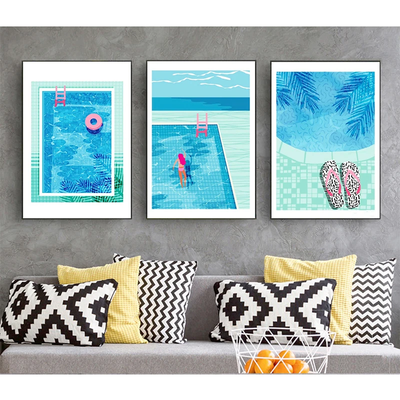 Nordic-Modern-Fresh-Summer-Swimming-Pool-Decor-Canvas-Printed-Painting-Home-Poster-Wall-Art-Picture-Modular (3)