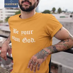 Мужская футболка с надписью «Be Your Own God Harajuku» Готическая стильная футболка в стиле панк Эстетическая готическая одежда из 100% хлопка