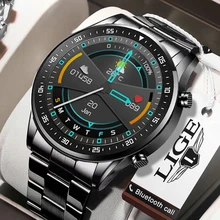LIGE Smart Watch Multifunctional Sports Watch Men's Bluetooth Call Waterproof Heart Rate Monitoring Full Screen Touch Watch Men