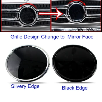 

1pcs 206mm 186mm 3D Mirror Face Star Emblem Car Head Front Grille Covers Silvery/Black Edge for benz w166 W212 A260 E200 C117