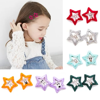 

2pc Cute Pentagram Star Hair Clip BB Clip All-inclusive Cloth Children Hairpin Hair Accessories Kids Hairpins Hairgrip Headdress
