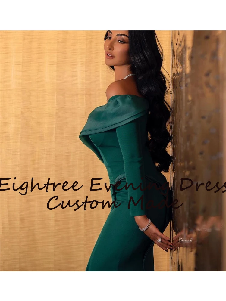 Eightree Green Long 2022 Saudi Arabia Prom Party Dresses Mermaid Long Full Sleeves Off Shoulder Formal Evening Dress Gowns womens formal dresses