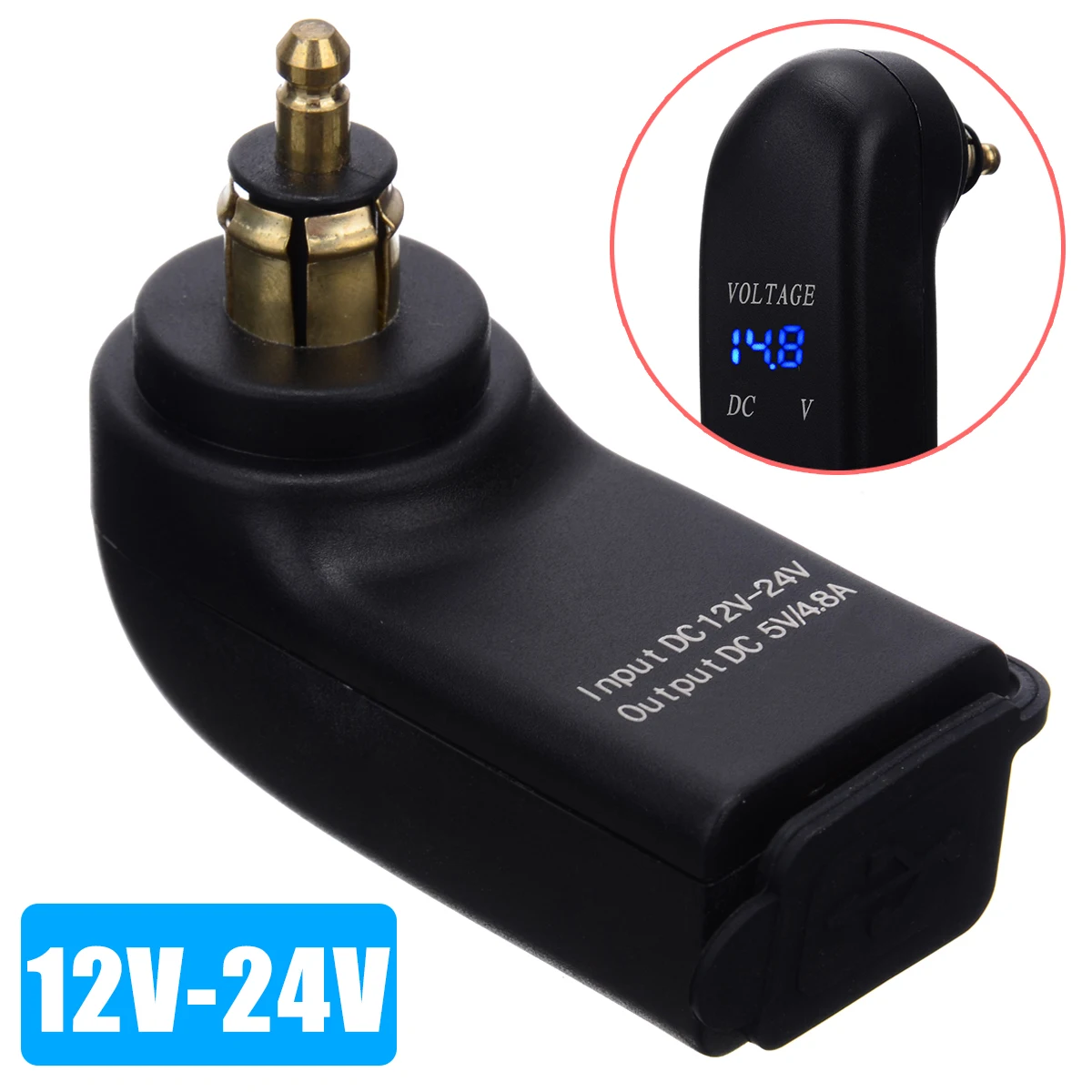 Mayitr 1pc 12-24V 4.8A Motorcycle Dual USB Charger Power For BMW Hella DIN Plug Powerlet Plug To Dual USB Charger Adapter