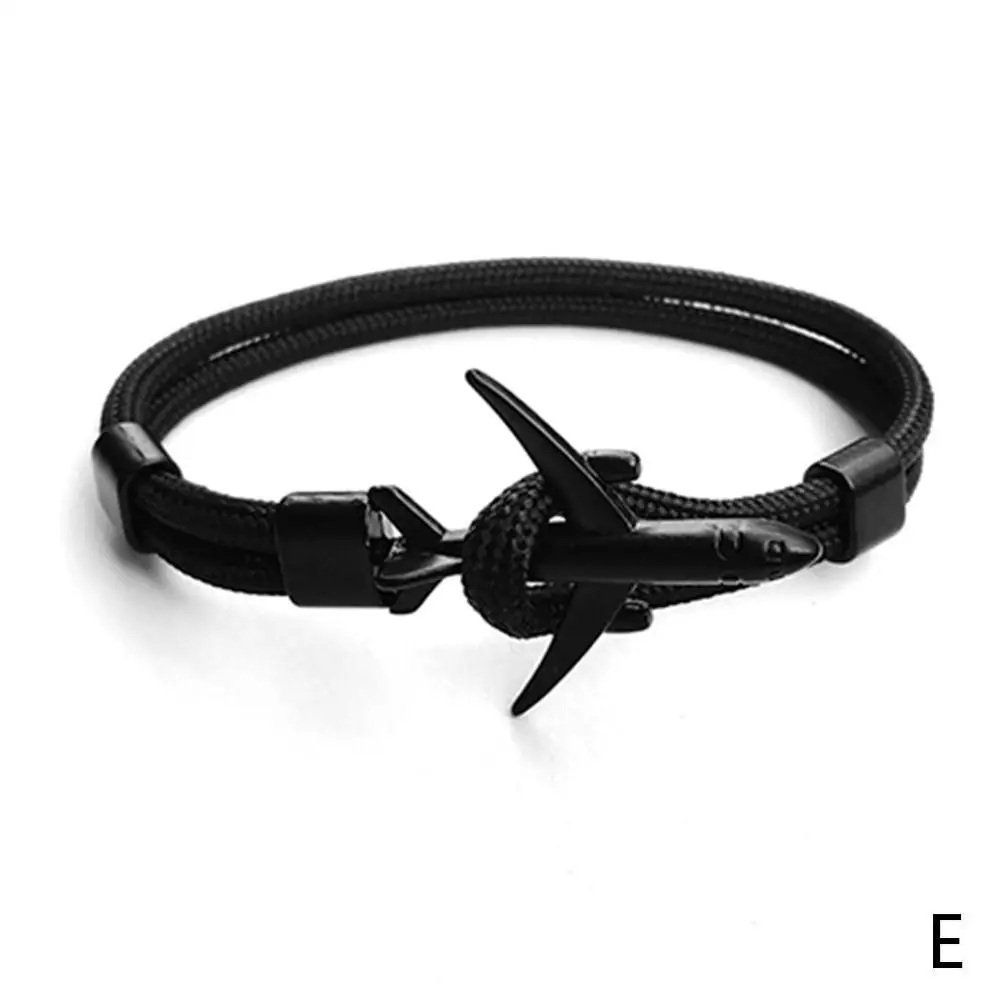 Модный самолет браслет с якорем для мужчин CharRope Chain Para cord браслет мужской женский Air Force стиль обертывание металлические спортивные браслеты - Окраска металла: E
