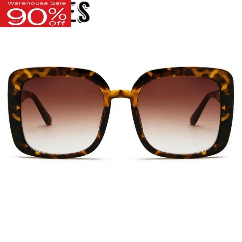 

Summer Women Uv Proof High Quality Leopard Fashion Sun Glasses Vintage Wide Big Sunglasses