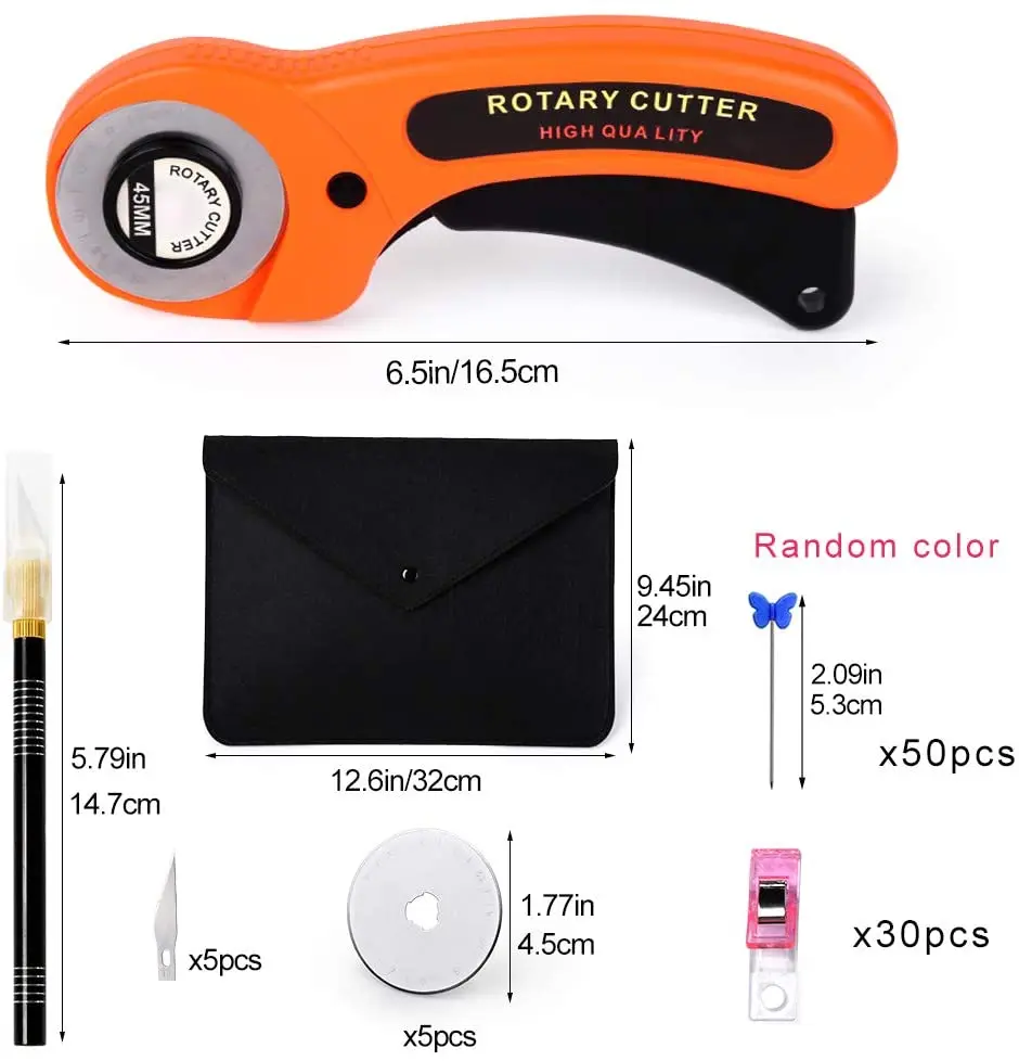 8Pcs Rotary Cutter Quilting Kit 45mm Rotary Cutter with Blades A4 Cutting  Mat Patchwork Ruler for Cloth Fabric Crafting Sewing - AliExpress