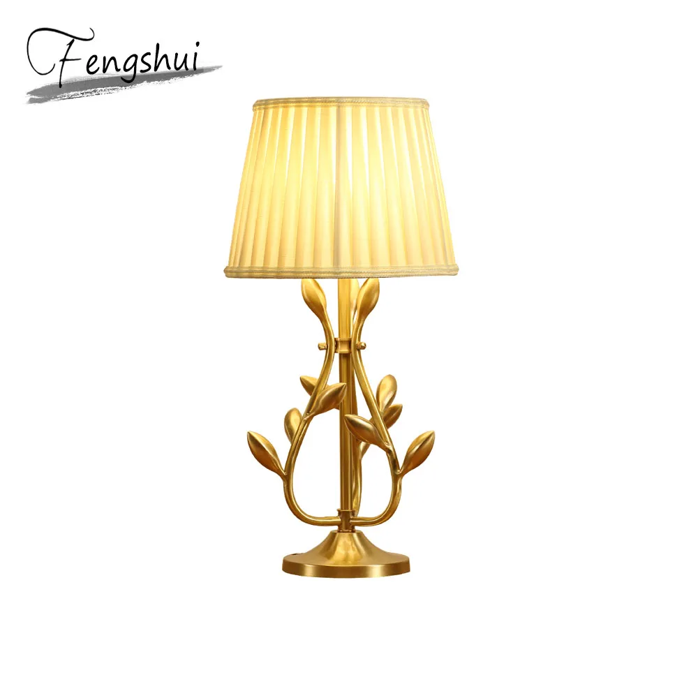 

Nordic Copper LED Table Lamp For The Bedroom Home Decor Table Light Fixture Bedside Study Living Room Fabric Desk Lamp Shade