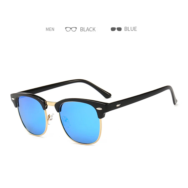 Классические поляризационные солнцезащитные очки для женщин, модные круглые солнцезащитные очки, Ретро стиль, фирменный дизайн, полуоправа, очки для женщин, Oculos De Sol - Цвет линз: BLUE 03