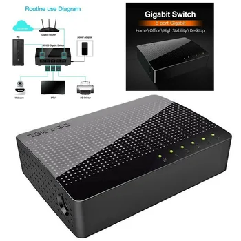 

Adapter Home Mini Network Switch Connection LAN 5 Port Stable Multifunction Ethernet Heat Resistance Hub Fast Office