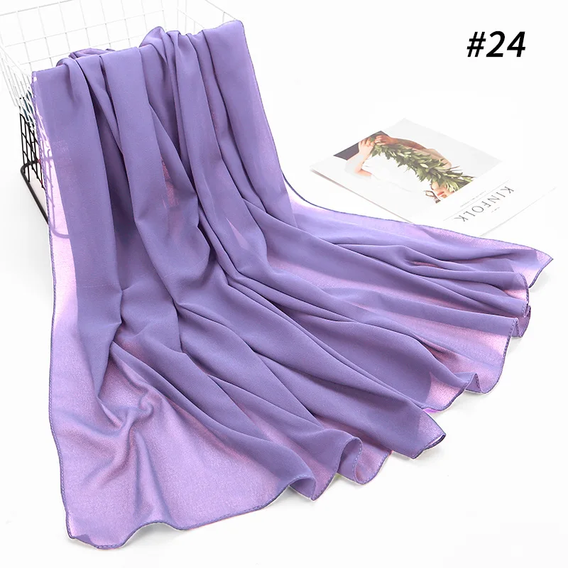 24 light purple 10 шт./партия,, женский простой пузырьковый шифоновый мусульманский платок хиджаб, шарф, глушитель, пашмины, мусульманская одежда - Цвет: 24 light purple