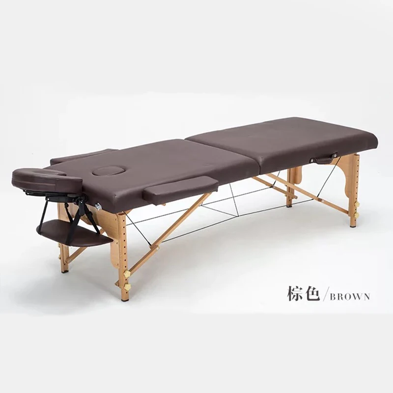 Brown(185x70cm) Оригинальные складные спа массажные столы мебель для салона деревянная массажная кровать портативный Акупунктура красота физиотерапия тату стол - Цвет: Brown(185x70cm)
