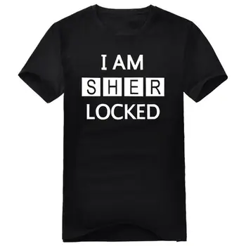 

Men Free shipping 'I AM SHER' LOCKED T-SHIRT SHERLOCK HOLMES T SHIRT TV MOVIE MENS WOMENS round neck plus plus size