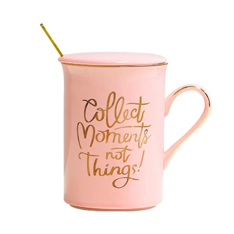 1 шт керамическая кружка с крышкой "Collect moments not things", ложка из нержавеющей стали, чайная чашка, горячая распродажа