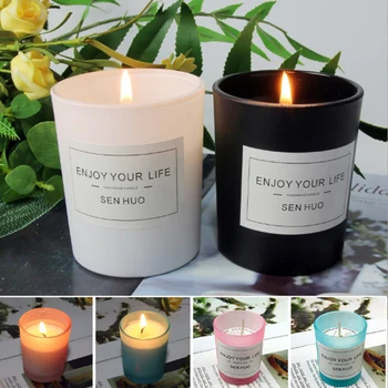 

2PCS Pure Natural Soy Wax Scented Candle Glass Teacup Candlestick Wedding Festival Essential Oil Candle Party Decoration
